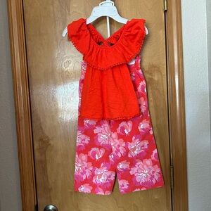 XS (4) Tommy Bahama 2 piece razor back tank top wide leg floral pants